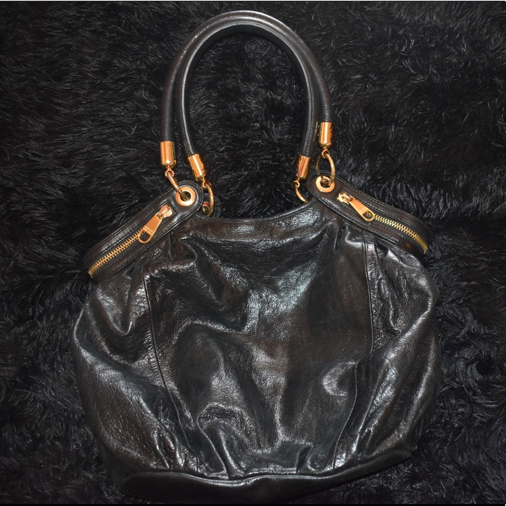 Badgley Mischka Black Leather Hobo Bag